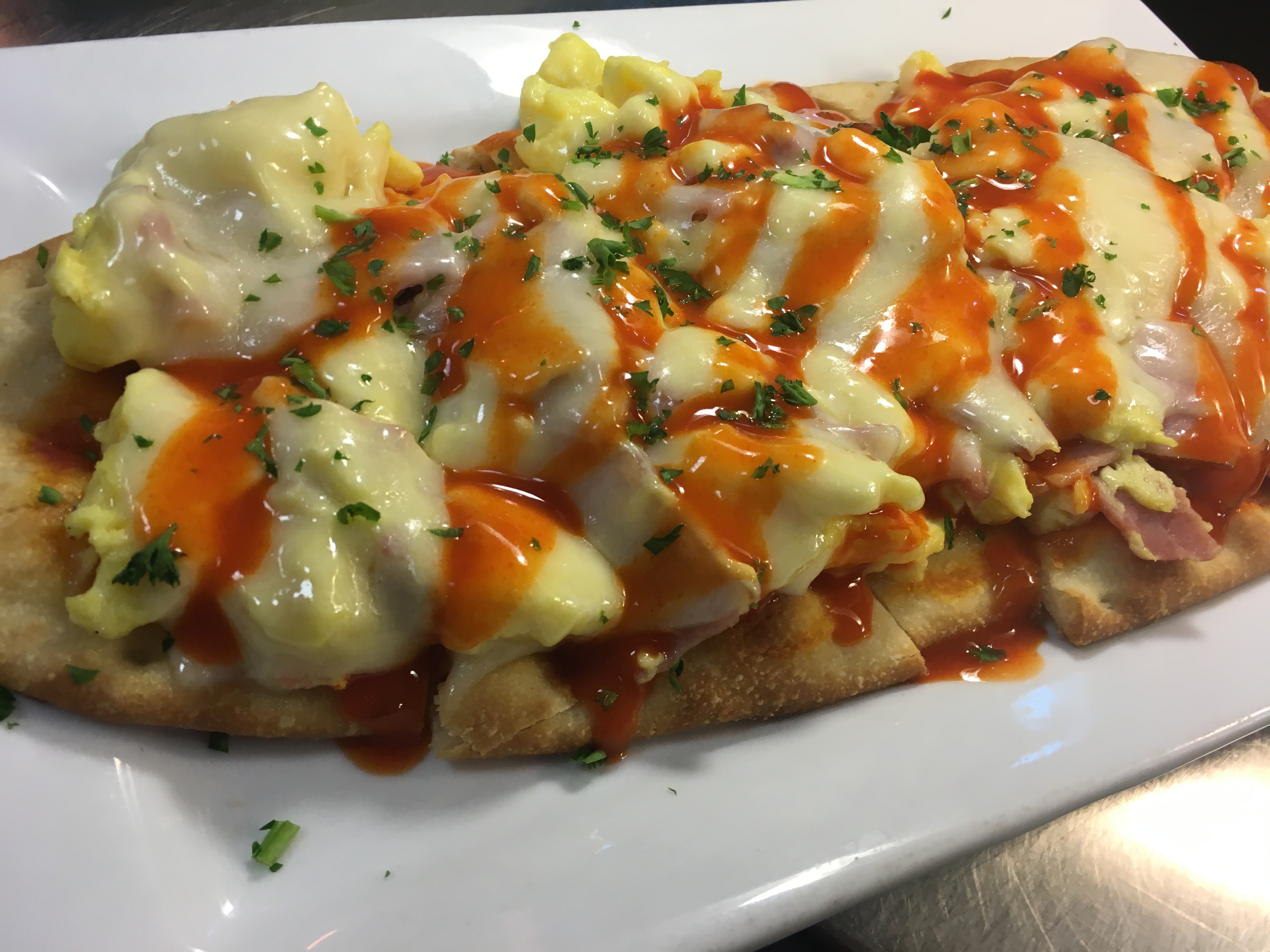 Breakfast pizza for brunch